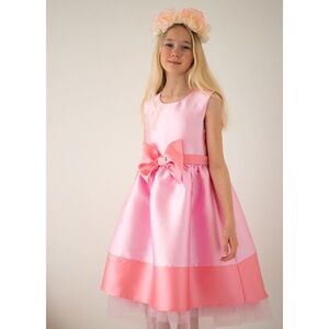 Holly Hastie Florence Taffeta Bow Dress Candy Pink Flower Girl Spring Size 4